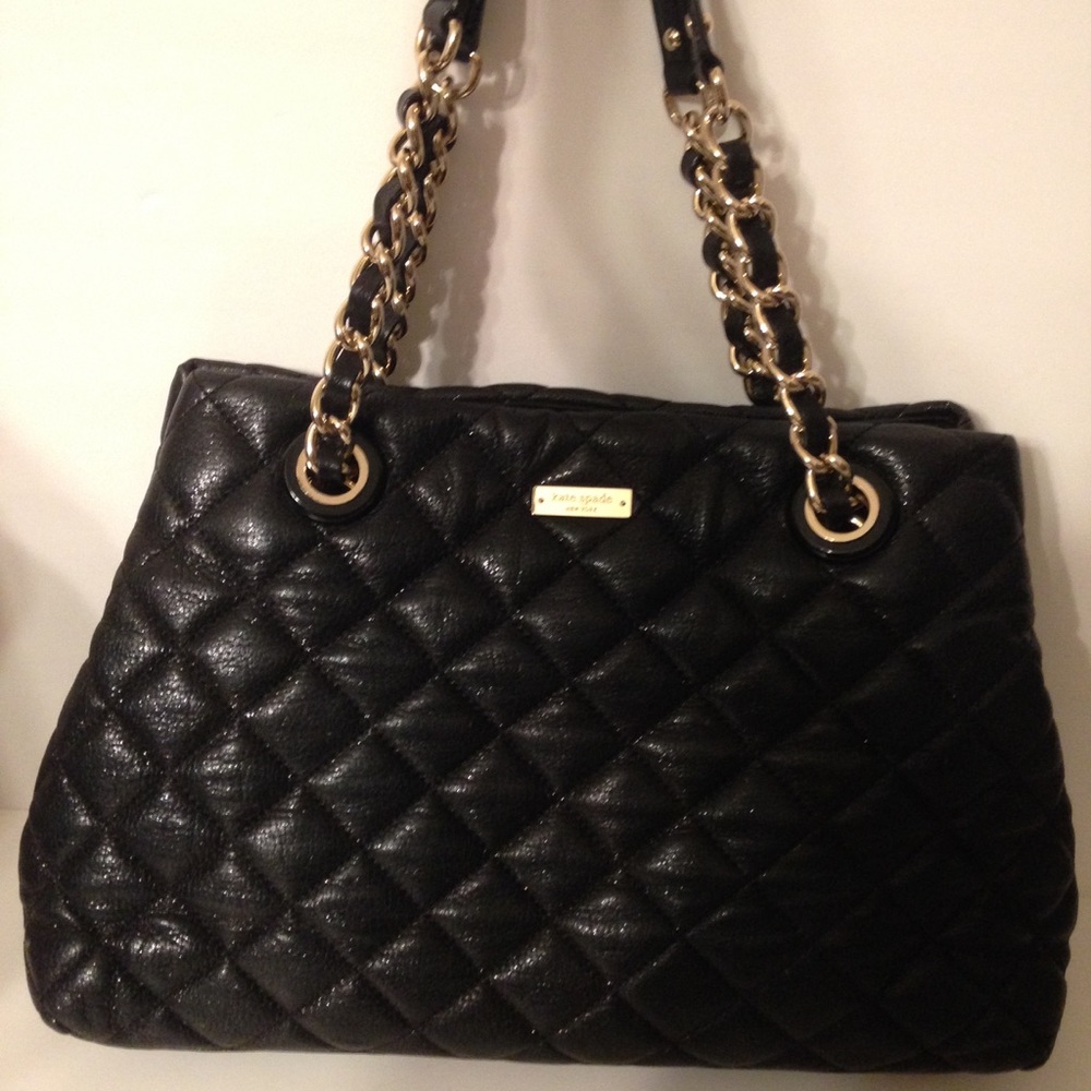 Kate spade black quilted leather tote